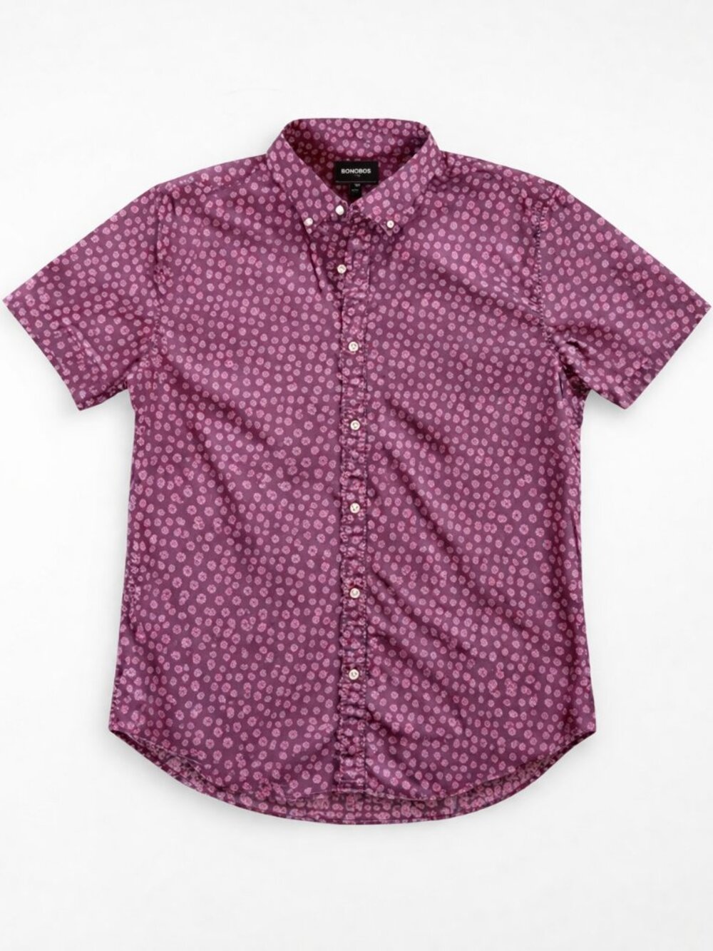 Bonobos Pineapple Print Button-Down Shirt – Men’s XL Slim Fit – Burgundy Pink - Picture 2 of 5